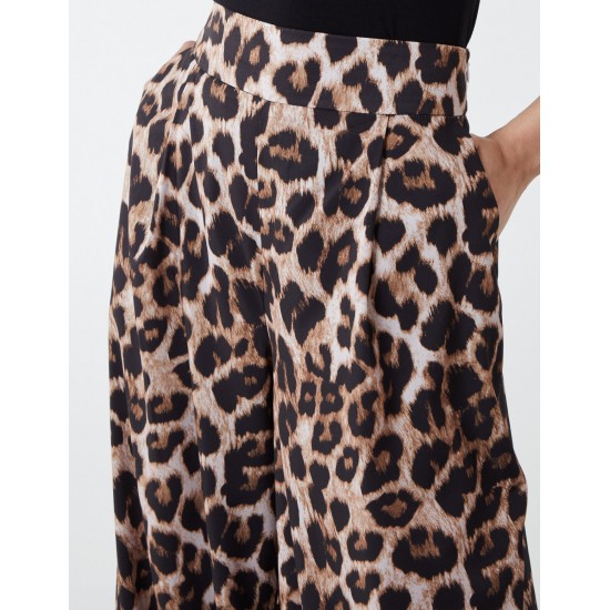 Wide Leg Leopard Trousers