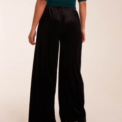 Wide Leg Textured Velour Trouser