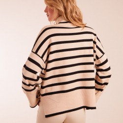 Wide Stripe Roll Neck Jumper