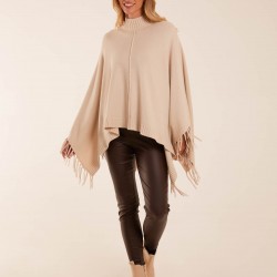 Tassel High Neck Poncho