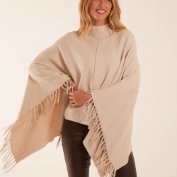 Tassel High Neck Poncho