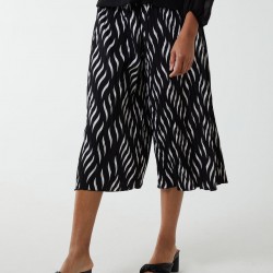 Pleated Abstract Wide Leg Trousers