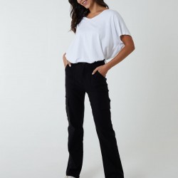 Straight Leg Pocket Detail Cargo Jeans