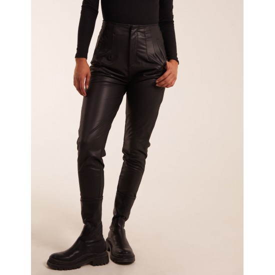 Matte Faux Leather Tailored Trouser