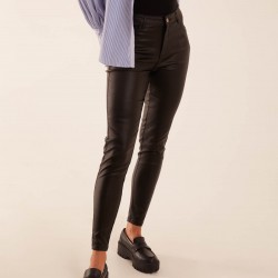 PU Mid Rise Coated Skinny Jeans