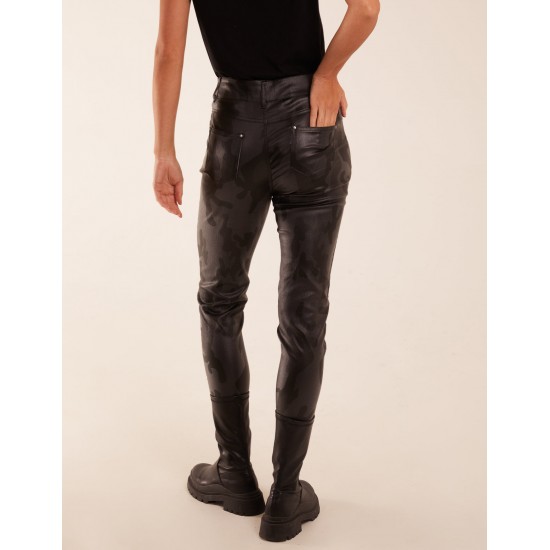 Camouflage PU Leather Skinny Jean