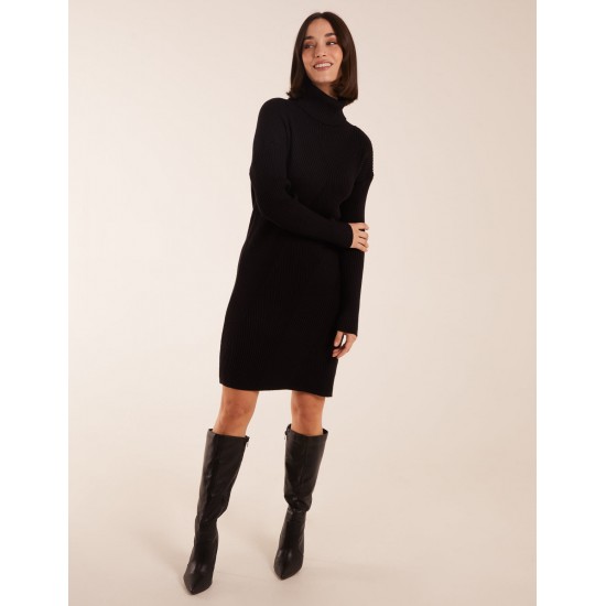 Rib Knitted Roll Neck Jumper Dress