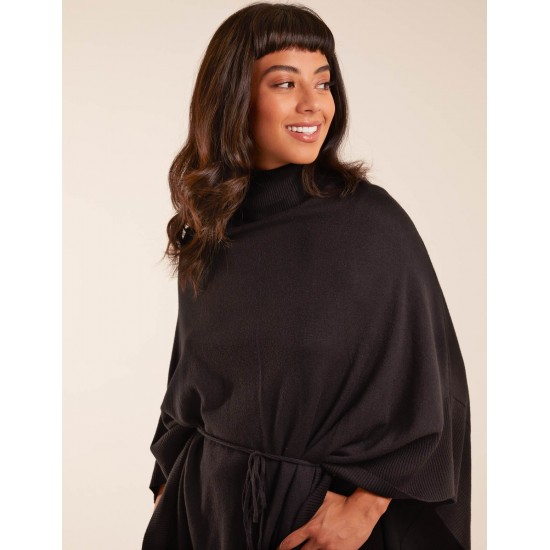 Roll Neck Drawstring Poncho