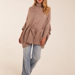 Roll Neck Drawstring Poncho