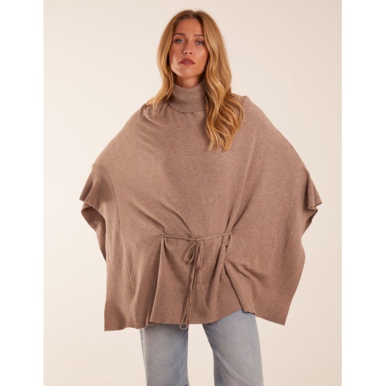 Roll Neck Drawstring Poncho