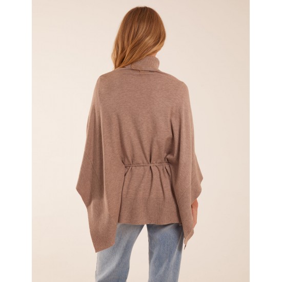 Roll Neck Drawstring Poncho