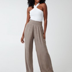 Shirring Waist Wide Leg Trousers