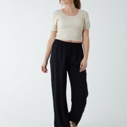 Drawstring Wide Leg Trousers