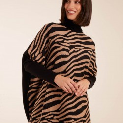 Zebra Print Roll Neck Jumper