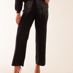 Diamante Knitted Flared Trousers