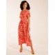 Abstract Animal Print Wrap Maxi Dress