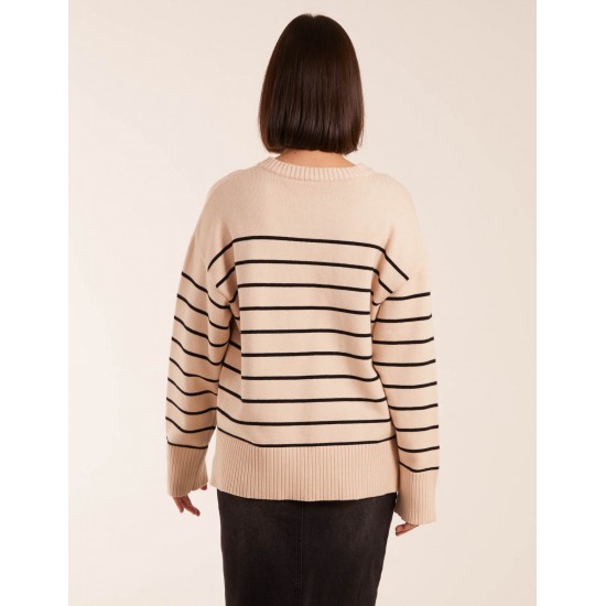 Thin Stripe Crew Neck Chunky Jumper